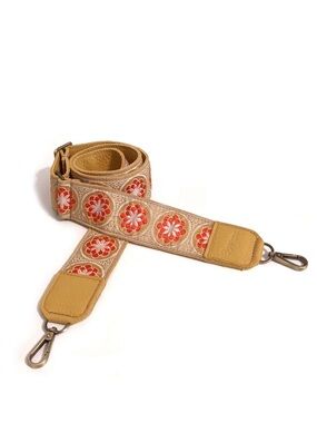 Authentic Brynn Capella Lizzy Guitar Bag Strap Red/Golden Daisy Dot MADE IN USA